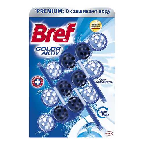 Средство Bref blue aktiv чистящее для унитаза с хлор-компонентом 3*50 г в Новэкс
