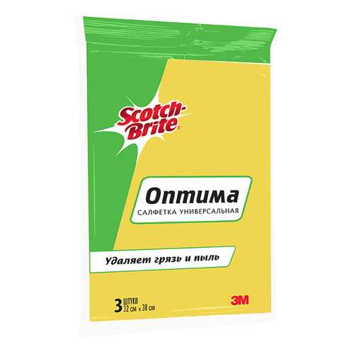 Салфетка 3M scotch-brite универсальная оптима 32 см х 38 см 3 штуки в упаковке в Новэкс