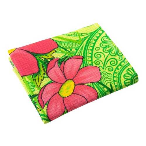 Полотенце кухонное вафельное в клеточку Verona Flowers, 60x35, зеленый в Новэкс