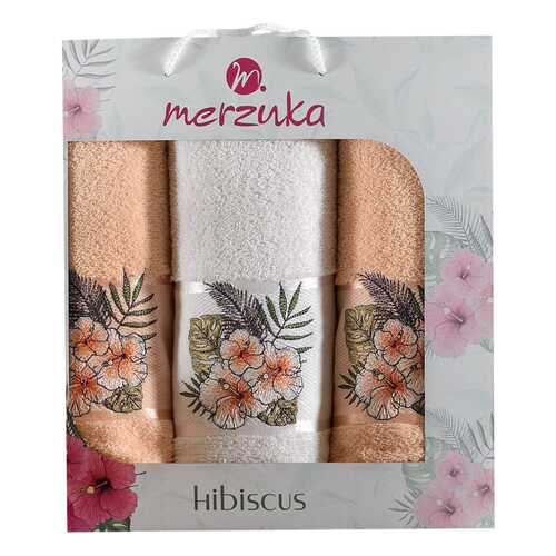 Набор полотенец Oran Merzuka hibiscus белый, оранжевый в Новэкс